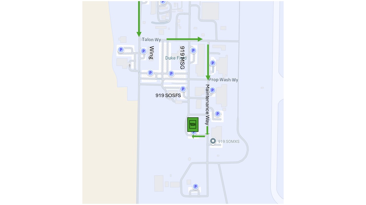 Map with directions to the Duke Field photo studio